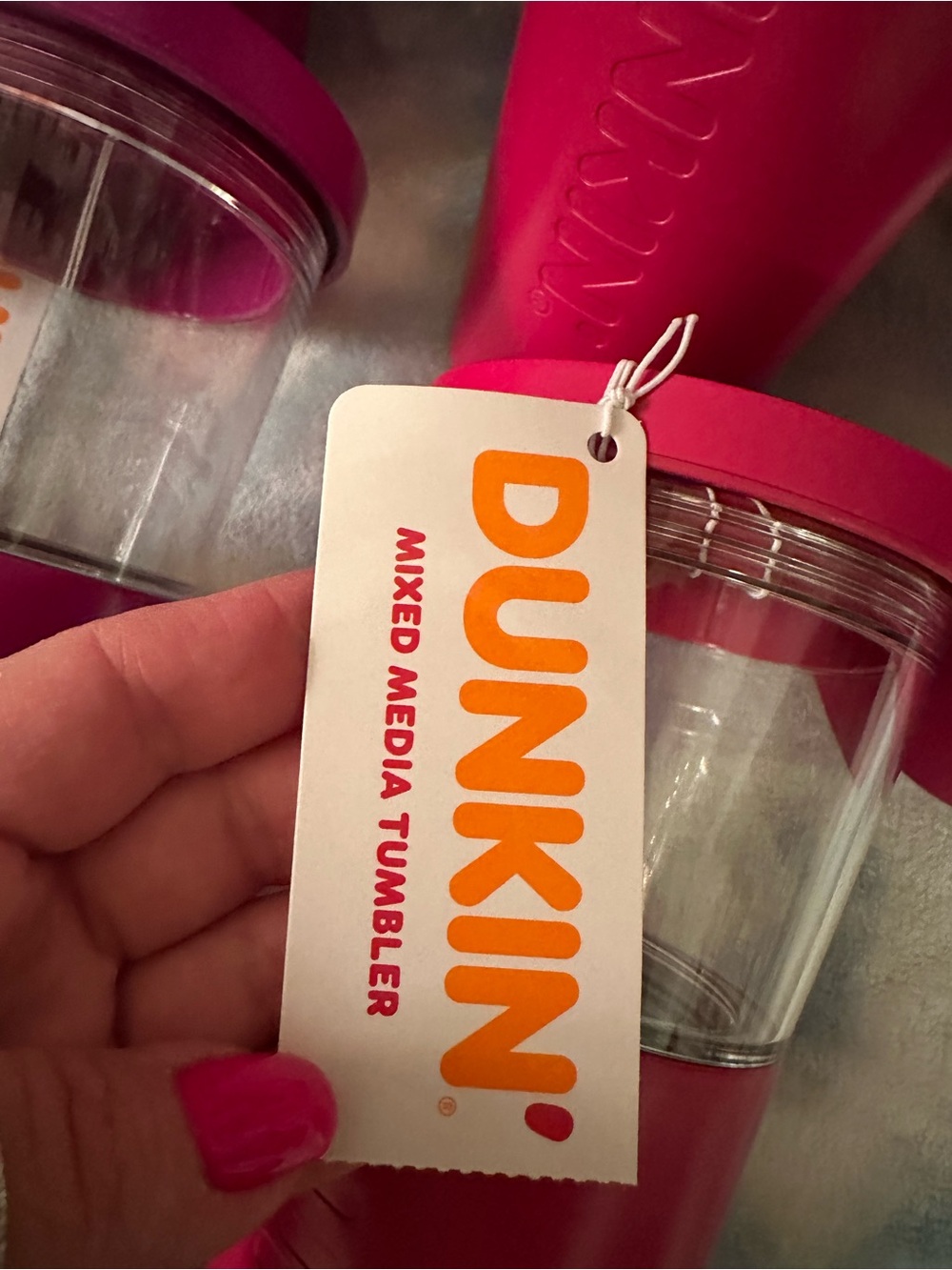 Dunkin® Mixed Media Tumbler - Teal, White, Pink, Hot Pink - Picture 4 of 4